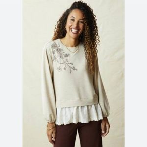 Matilda Jane Spring Bouquet Floral Eyelet Sweatshirt Size Large